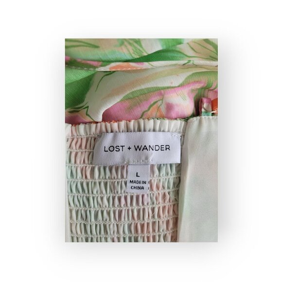 Abstract Watercolor Smocked Mini Dress Large by Lost + Wander - Picture 8 of 16